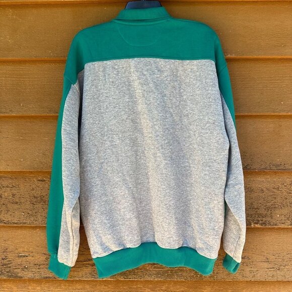 Vintage James McLeith Collard Sweater  Teal Grey Blue With Pockets Sweatshirt Si - Picture 8 of 10